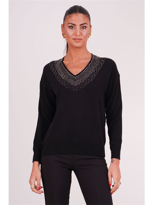 Maglia con strass Love To Love by Gai Mattiolo | LT896NERO